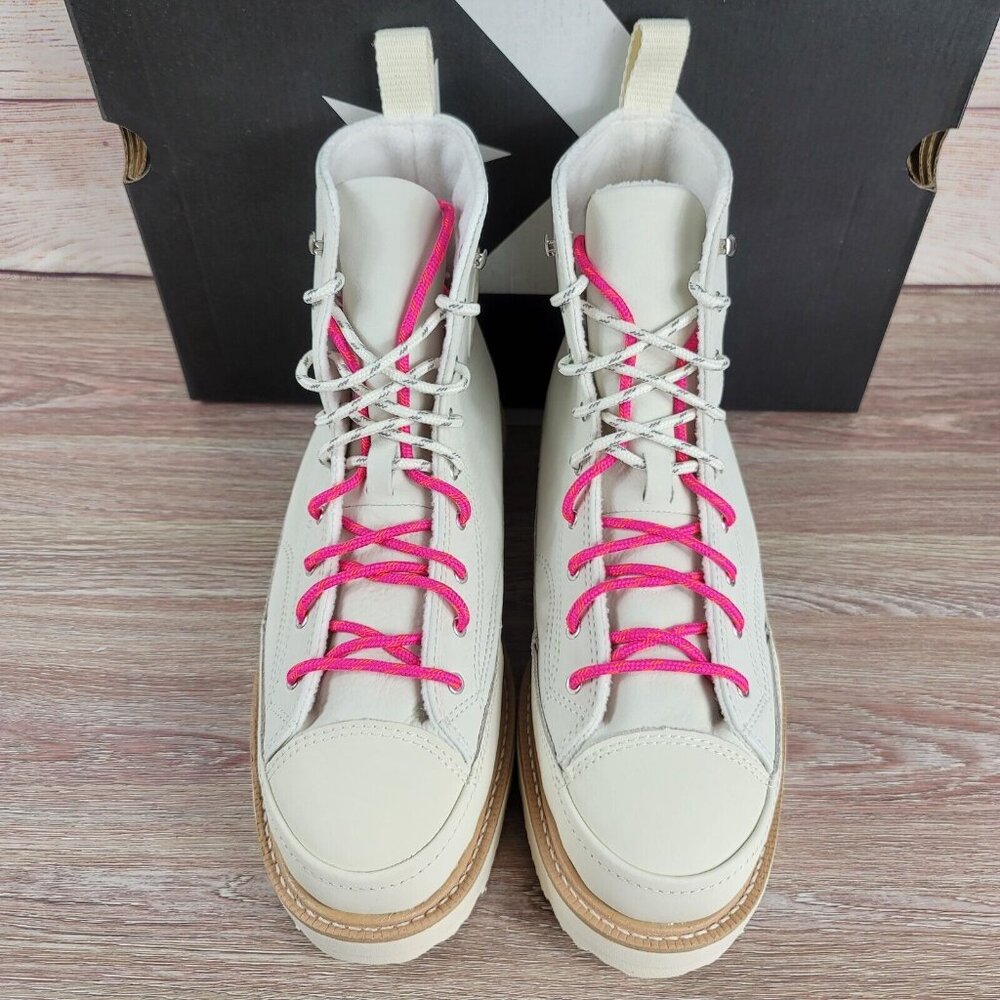 Converse Women's White and Pink High-Top Boots - Picture 4 of 10